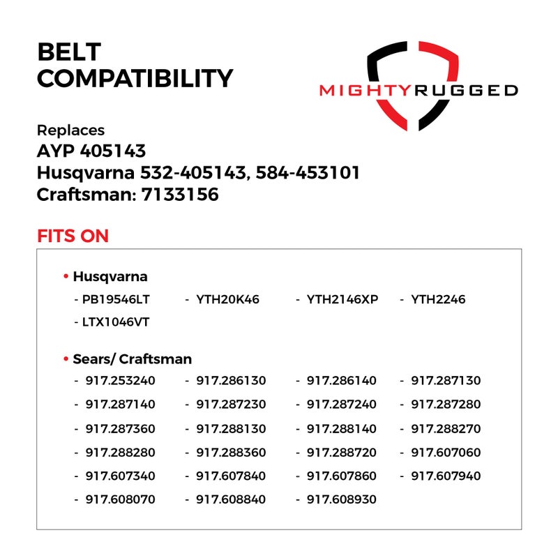 MightyRugged 532405143, 405143 Belt Replacement for Craftsman 46 Inch Mower Deck Belt - Belt Length 105 3/4"" - Heavy-Duty, Durable, Aramid Cord Deck Belt for Husqvarna YTH22V46, YTH21K46 Deck Belt - Image 3